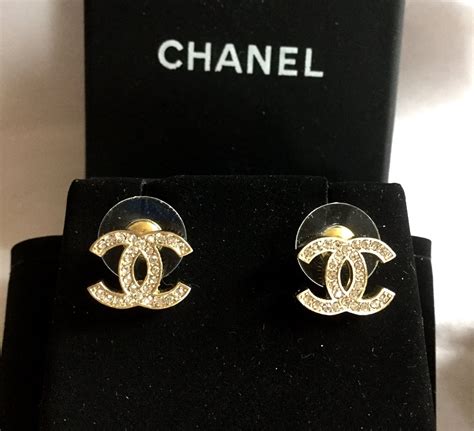 chanel earrings gold and black|Chanel stud earrings price.